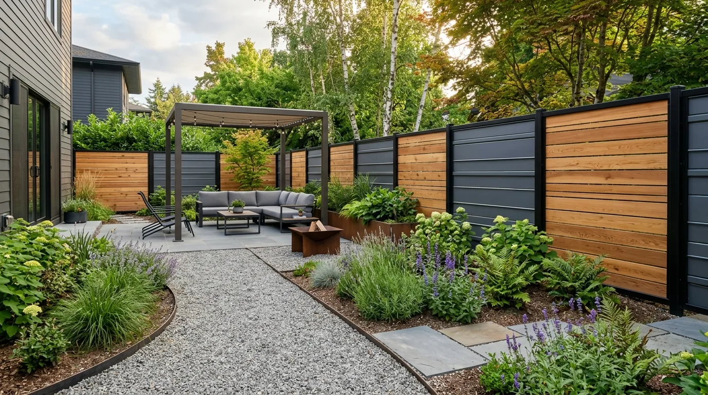 Wood and Metal Fence Panels